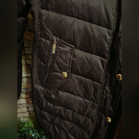 Michael Kors XL Womens Parka Down Filled Brown Quilted Puffer Coat Full Zip - Picture 4 of 9